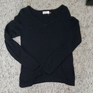 SO Women's Elegant Black V-Neck Sweater